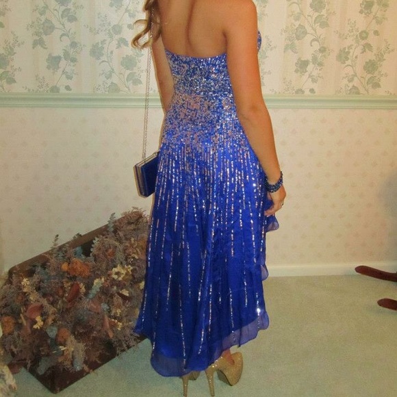 SHERRI HILL Blue beaded gown - Picture 3 of 4